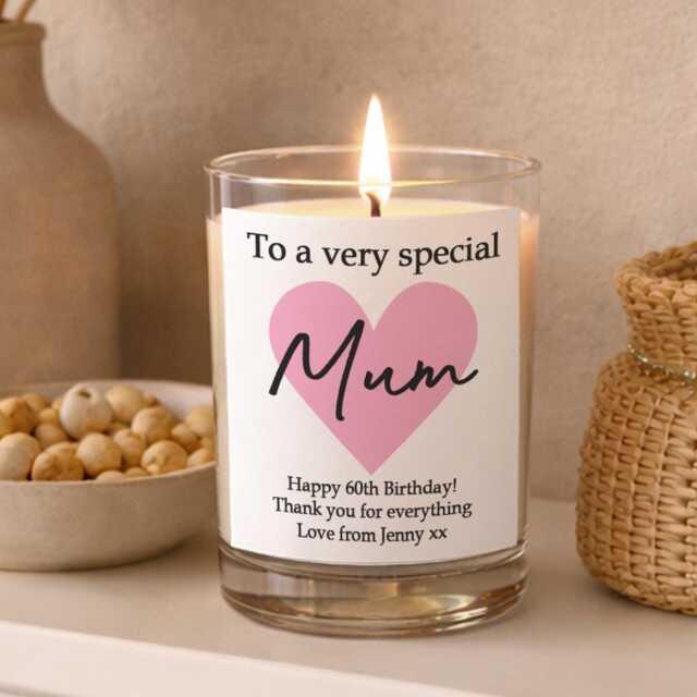 Personalised Pink Heart Candle Gift Soy Wax Glass Jar Custom Text For Mum Mother's Day Birthday Any Name Message Keepsake - image 1