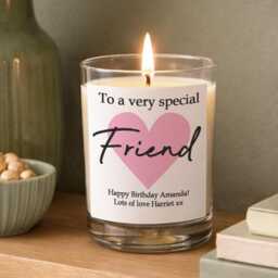 Personalised Pink Heart Candle Gift Soy Wax Glass Jar Custom Text For Mum Mother's Day Birthday Any Name Message Keepsake - thumbnail 2