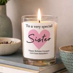 Personalised Pink Heart Candle Gift Soy Wax Glass Jar Custom Text For Mum Mother's Day Birthday Any Name Message Keepsake - thumbnail 3