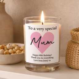 Personalised Pink Heart Candle Gift Soy Wax Glass Jar Custom Text For Mum Mother's Day Birthday Any Name Message Keepsake - thumbnail 1