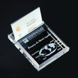 Personalized Glass Business Card Holder & Display - Laser Engraved - thumbnail 3