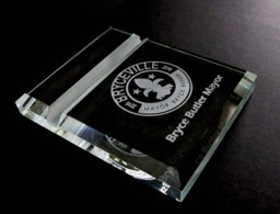 Personalized Glass Business Card Holder & Display - Laser Engraved