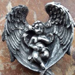 Angel Babe Baby in Wings Statuette Memorial Plaque Marker Loss Pewter Hand Made Sculpt New - thumbnail 2