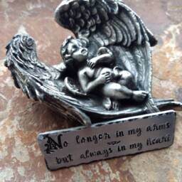 Angel Babe Baby in Wings Statuette Memorial Plaque Marker Loss Pewter Hand Made Sculpt New - thumbnail 3