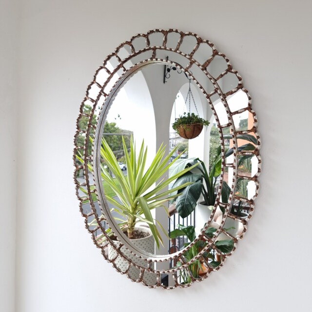 Beautiful Silver Mirror 70cm Oval -Interior Decoration - Wall Home Decorative Mirrors Peruvian Handicrafts - image 1