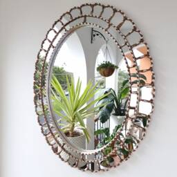 Beautiful Silver Mirror 70cm Oval -Interior Decoration - Wall Home Decorative Mirrors Peruvian Handicrafts - thumbnail 2