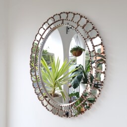 Beautiful Silver Mirror 70cm Oval -Interior Decoration - Wall Home Decorative Mirrors Peruvian Handicrafts - thumbnail 1