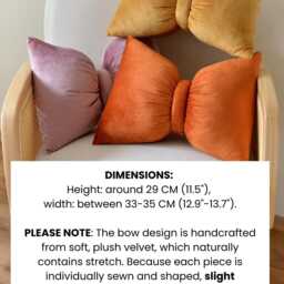Bow Velvet Decor Pillow, Coquette Nursery Accent, Dorm Room - thumbnail 2