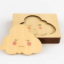 Hand Painted Multilayer Wooden Clouds Puzzle Montessori Wooden Multi-Layer Shape Educational Toy Toddler - thumbnail 3