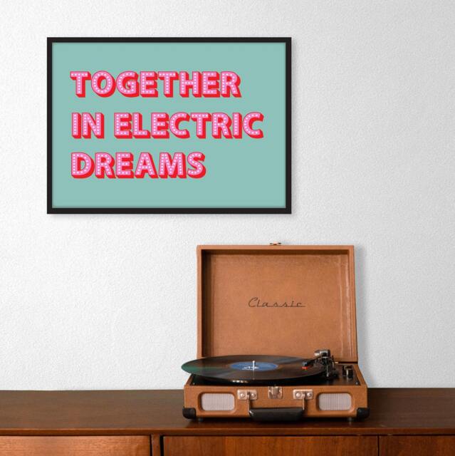 Together in Electric Dreams Print, Poster, Human League Lyric 80's Music Retro Poster - image 1