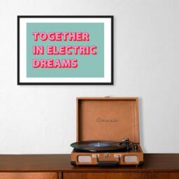 Together in Electric Dreams Print, Poster, Human League Lyric 80's Music Retro Poster - thumbnail 2