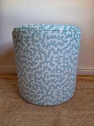 Bedroom Stool - Round Drum Pouffe Upholstered in Sanderson Truffle Fabric Extra Seating & Side Table - thumbnail 1