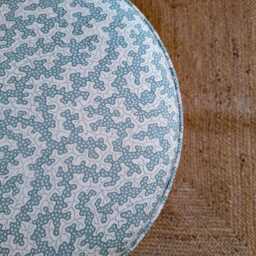 Bedroom Stool - Round Drum Pouffe Upholstered in Sanderson Truffle Fabric Extra Seating & Side Table - thumbnail 2