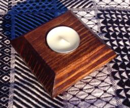 Tea Light Candle Holder - Wooden Decor Salvaged Wood Simplistic Honey Rustic Home Lighting Country - thumbnail 1
