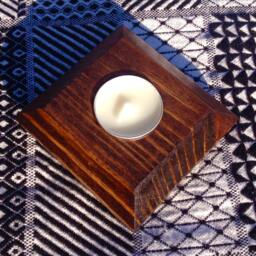 Tea Light Candle Holder - Wooden Decor Salvaged Wood Simplistic Honey Rustic Home Lighting Country - thumbnail 2