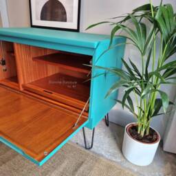 Nathan Drinks Cabinet/Media Sideboard in Mermaid Teal With Black Hairpin Legs - thumbnail 3