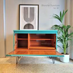 Nathan Drinks Cabinet/Media Sideboard in Mermaid Teal With Black Hairpin Legs - thumbnail 2