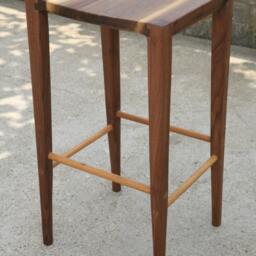 Handmade Walnut Bar Stool - Modern Kitchen Counter - thumbnail 4