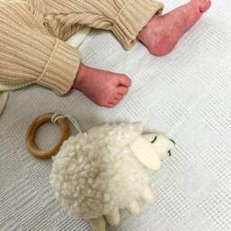 Neutral Newborn Toy, Baby Shower Gift, Boucle Sheep Toy Ornament, Baby Gym Felt Hanging Toys - thumbnail 2