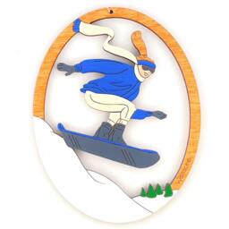 Personalized Snowboard Christmas Ornament For Girl Snowboarder With Custom Colors-Wood, Hand Painted, Laser Cut - thumbnail 3