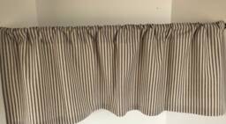 Valance Navy & Cream Ivory Ticking Custom Window Treatment Farmhouse Style