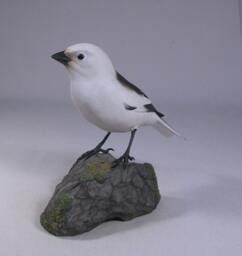 Snow Bunting Hand Carved & Painted Wooden Bird