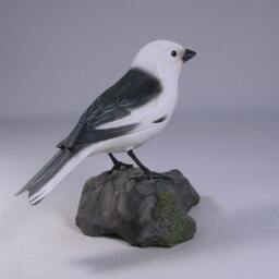 Snow Bunting Hand Carved & Painted Wooden Bird - thumbnail 3