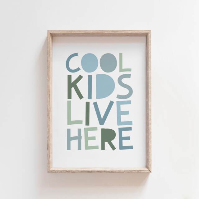 Cool Kids Live Here Print, Boys Pastel Nursery Prints, Bedroom Playroom Wall Art, Room - image 1