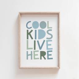 Cool Kids Live Here Print, Boys Pastel Nursery Prints, Bedroom Playroom Wall Art, Room - thumbnail 1
