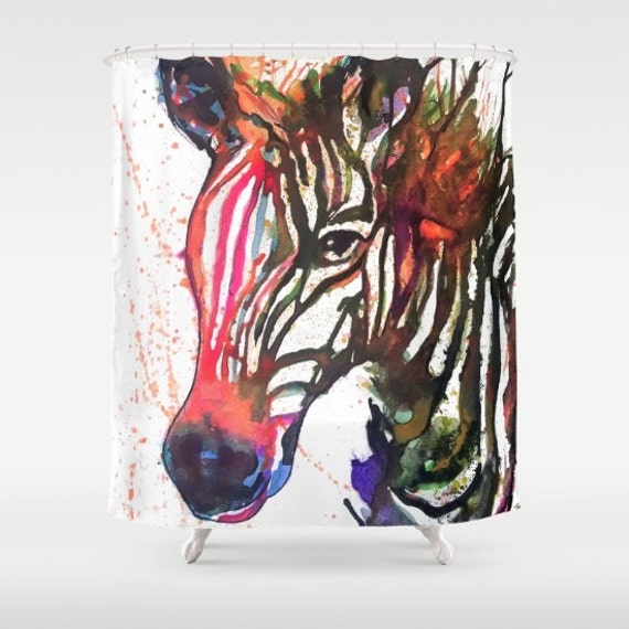 Zebra Shower Curtain, Jungle Bathroom Curtain Zebra, Zebra Decor, Zebra Bathroom, Shower, Curtain , Design