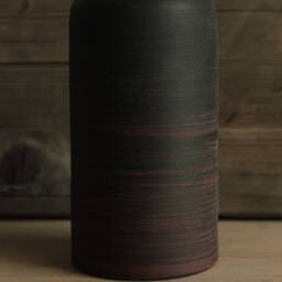 Black Vase With Red Lines, Handmade Ceramic Vase, Flower Stoneware Minimal Pottery Summer Home Decor Bud - thumbnail 3
