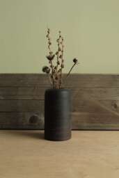 Black Vase With Red Lines, Handmade Ceramic Vase, Flower Stoneware Minimal Pottery Summer Home Decor Bud - thumbnail 1