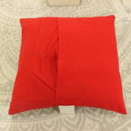 Handmade Red Kantha Pillow Cover 24x24 Boho Floral Cushion - thumbnail 4