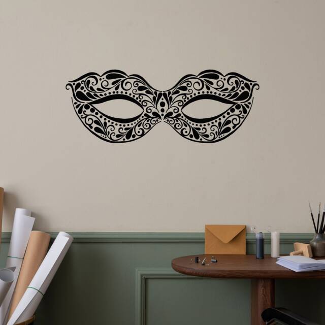 Masquerade Mask Vinyl Wall Decal Carnival Costume Party Decor Art Mardi Gras Decoration Window Stickers Mural - #2607Di - image 1