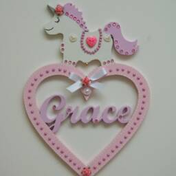 Personalized Unicorn Name Sign, Girls Room Decor, Baby Gift - thumbnail 3