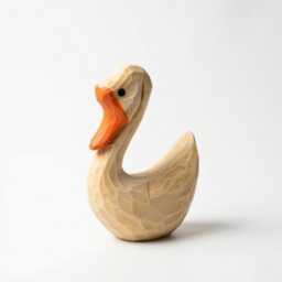 Whimsical Wooden Goose Figurine - Hand Carved Wood Bird Sculpture Rustic Nursery Decor Shelf Sitter Art Gift For Animal Lover - thumbnail 2