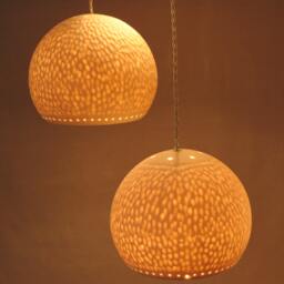 5 Modern Pendant Light Chandelier. White Textured Porcelain Dining Room Lighting - thumbnail 3