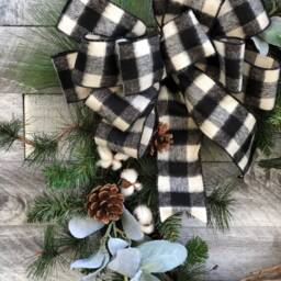 Modern Farmhouse Christmas Wreaths, Buffalo Check Holiday Rustic Wreaths For Front Door, Country Door D??cor - thumbnail 2