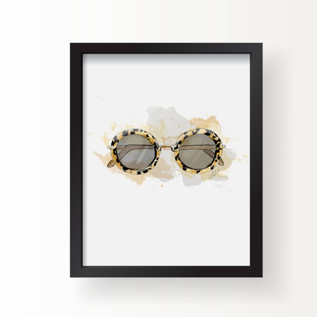 Groupie - Sunglasses Fashion Illustration Print, Fine Art, Wall Art Poster Illustration, For Home, Office, Leopard Print