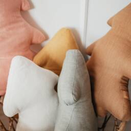 Linen Christmas Tree Pillow Dusty Pink Kids Cushion - thumbnail 2