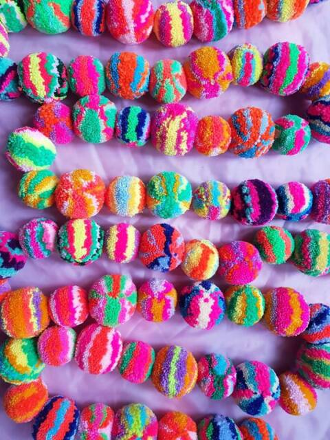 Fibre Art Wall Hanging Pom Garland - Handmade Christmas Home Decoration - image 1