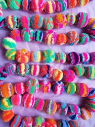 Fibre Art Wall Hanging Pom Garland - Handmade Christmas Home Decoration