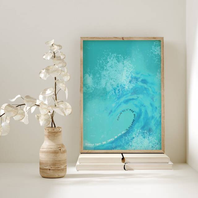 Psalm 93V4 - Mightier Than The Waves Of Sea Is His Love For You, Modern Christian Art Print, Wall Art, Scripture Prints, Wave - image 1