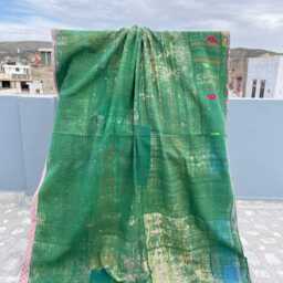 Bohemian Cotton Kantha Quilt Patchwork Reversible Block Print Handmade Blanket - thumbnail 2