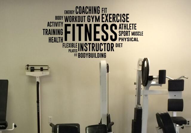 Motivation Word Cloud Fitness Wall Decal Vinyl Sticker Sport Gym Interior Removable Poster 2(Fwc - image 1