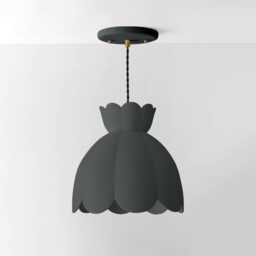 Large Vallea - Ceramic Pendant Ceiling Light Handmade Minimalist Flower Hanging Fixture in Shadow Charcoal Gray - thumbnail 2