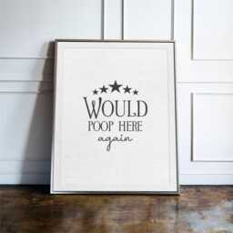 5 Star Would Poop Here Again Print, Funny Bathroom Wall Art, Toilet Humour Decor, Guest Sign, Quirky Typography Poster - thumbnail 1