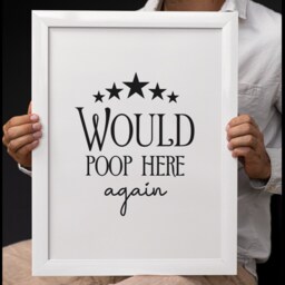 5 Star Would Poop Here Again Print, Funny Bathroom Wall Art, Toilet Humour Decor, Guest Sign, Quirky Typography Poster - thumbnail 3