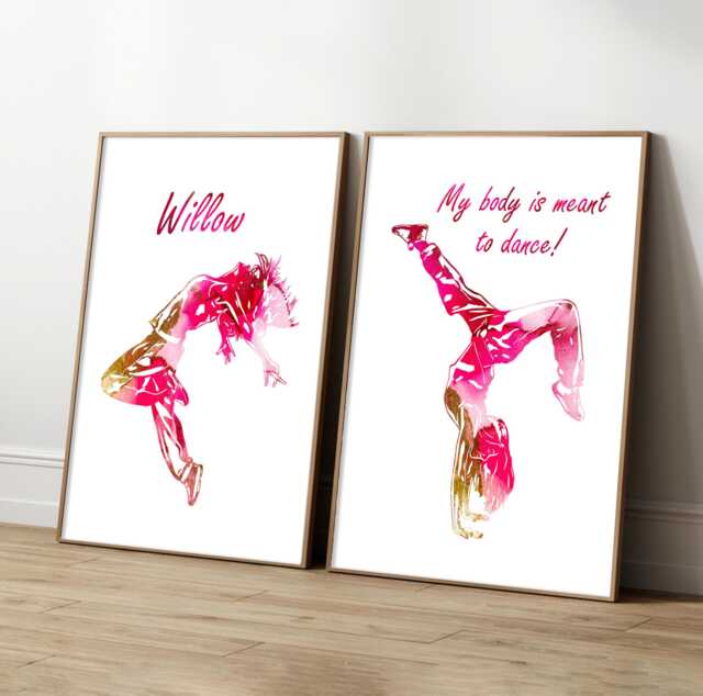 Breakdance Girl Prints - Set Of 2 Abstract Street Dance Wall Art - image 1