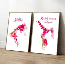 Breakdance Girl Prints - Set Of 2 Abstract Street Dance Wall Art - thumbnail 1